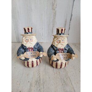 Vintage nickel Liberty Santa Claus Liberty glitter Xmas‎ decor figure set